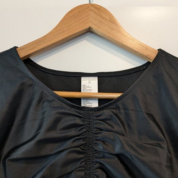 Good American Crop Swim Shirt Size 3XL Black Ruched-front Short Sleeve Top NWT - Picture 6 of 13